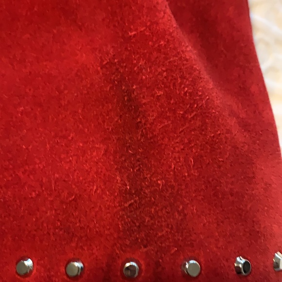 Michael Kors Red Faux Suede Purse - Picture 11 of 12